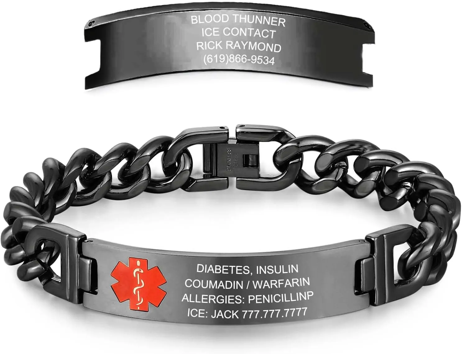 MOTICIUS Medical Alert Bracelets for Men Women Custom Medical ID Bracelet with Free Engraving Emergency Medical Alert Bracelets Wristband