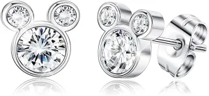 Mouse Shape Stud Earrings 925 Sterling Silver Stud Earrings for Women Jewelry (Mouse White)