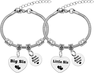 Mwphuy Best Sister Ever Gifts 2Pcs Bracelets for Big Sis Little Sis Gifts Birthday Graduation Christmas Gift for Women Girls Friend Bestie Soul Sisters Friendship Bracelet Gifts for 2 Twin Sisters