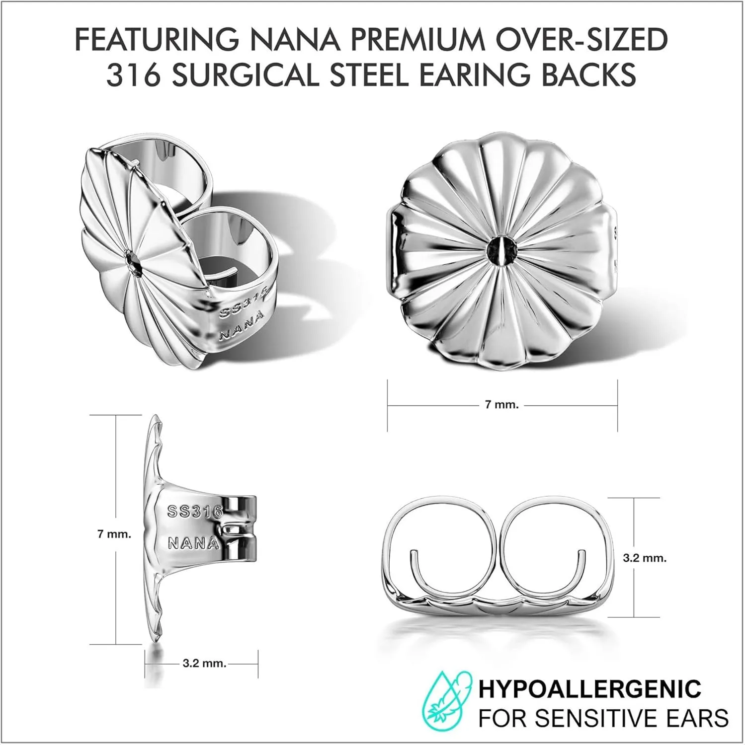 NANA Jewels Asscher Cut 14K Solid Gold Posts & Sterling Silver Simulated Diamond Stud Earrings 0.75 to 4.00ctw CZ