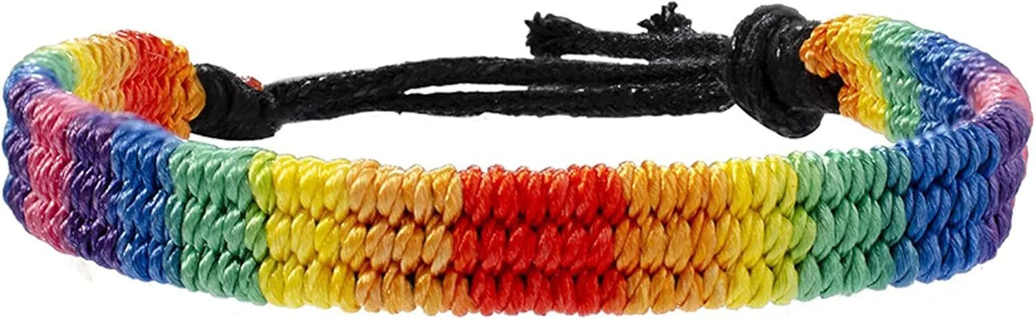 Nanafast Rainbow LGBT Pride Bracelet Handmade Braided Friendship String Bracelet for Gay & Lesbian LGBTQ Wristband Adjustable Size