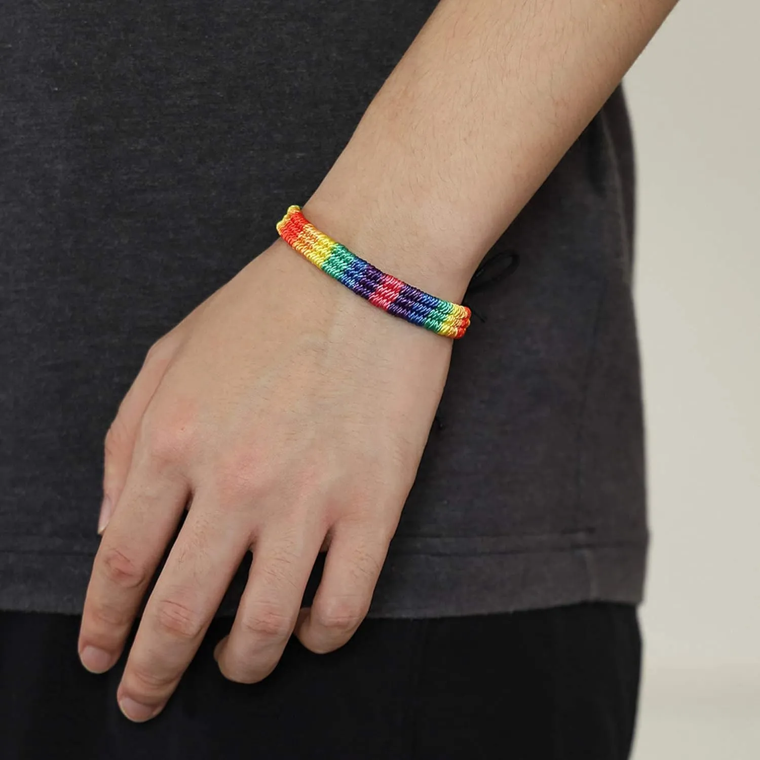 Nanafast Rainbow LGBT Pride Bracelet Handmade Braided Friendship String Bracelet for Gay & Lesbian LGBTQ Wristband Adjustable Size