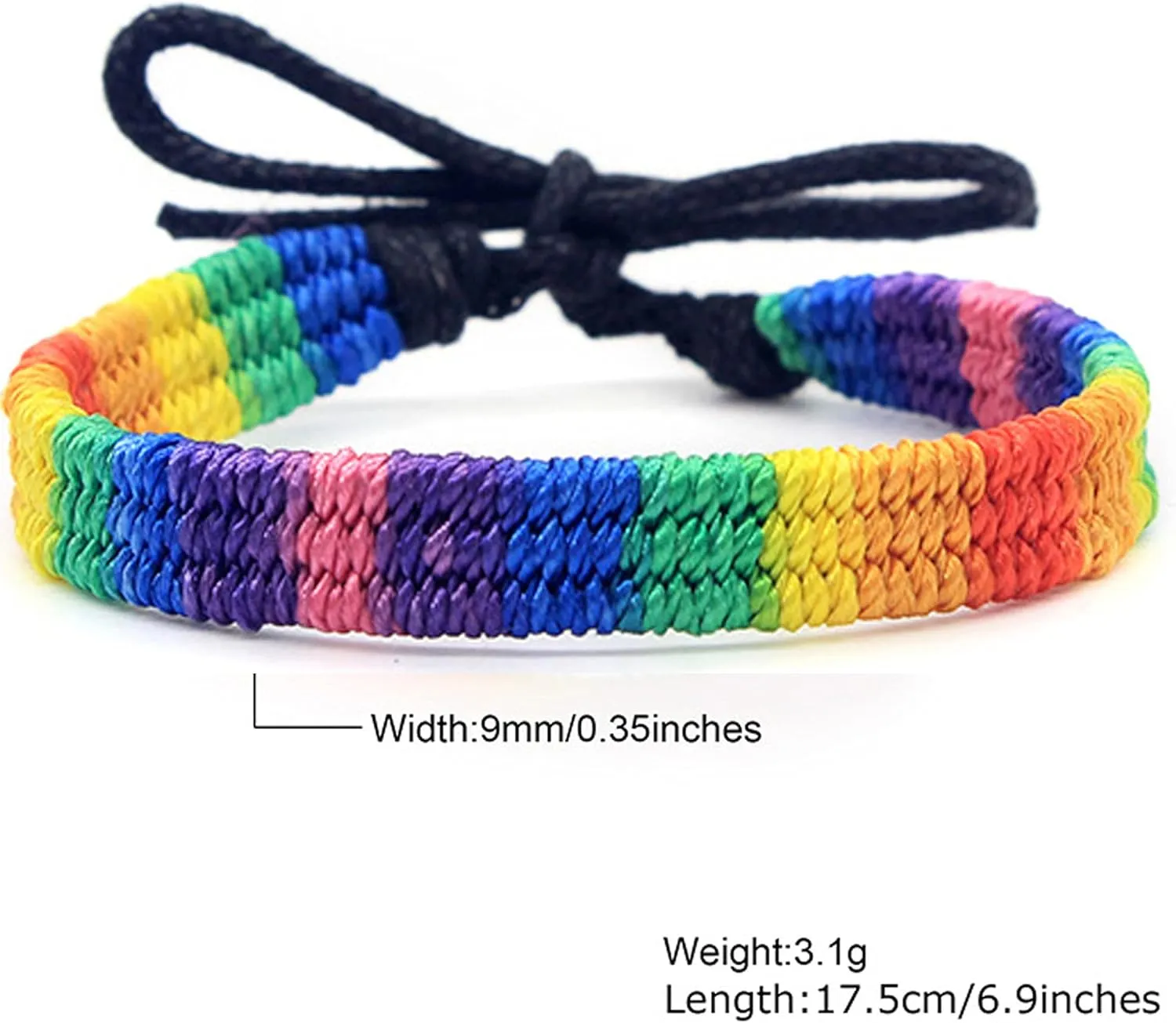 Nanafast Rainbow LGBT Pride Bracelet Handmade Braided Friendship String Bracelet for Gay & Lesbian LGBTQ Wristband Adjustable Size