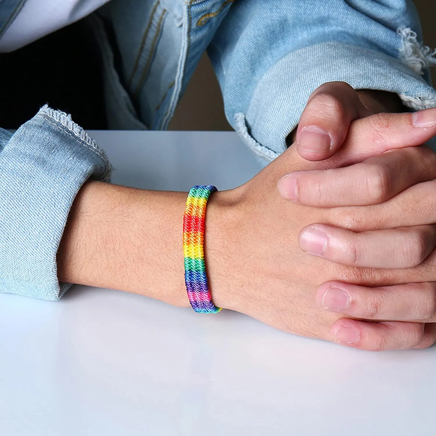 Nanafast Rainbow LGBT Pride Bracelet Handmade Braided Friendship String Bracelet for Gay & Lesbian LGBTQ Wristband Adjustable Size