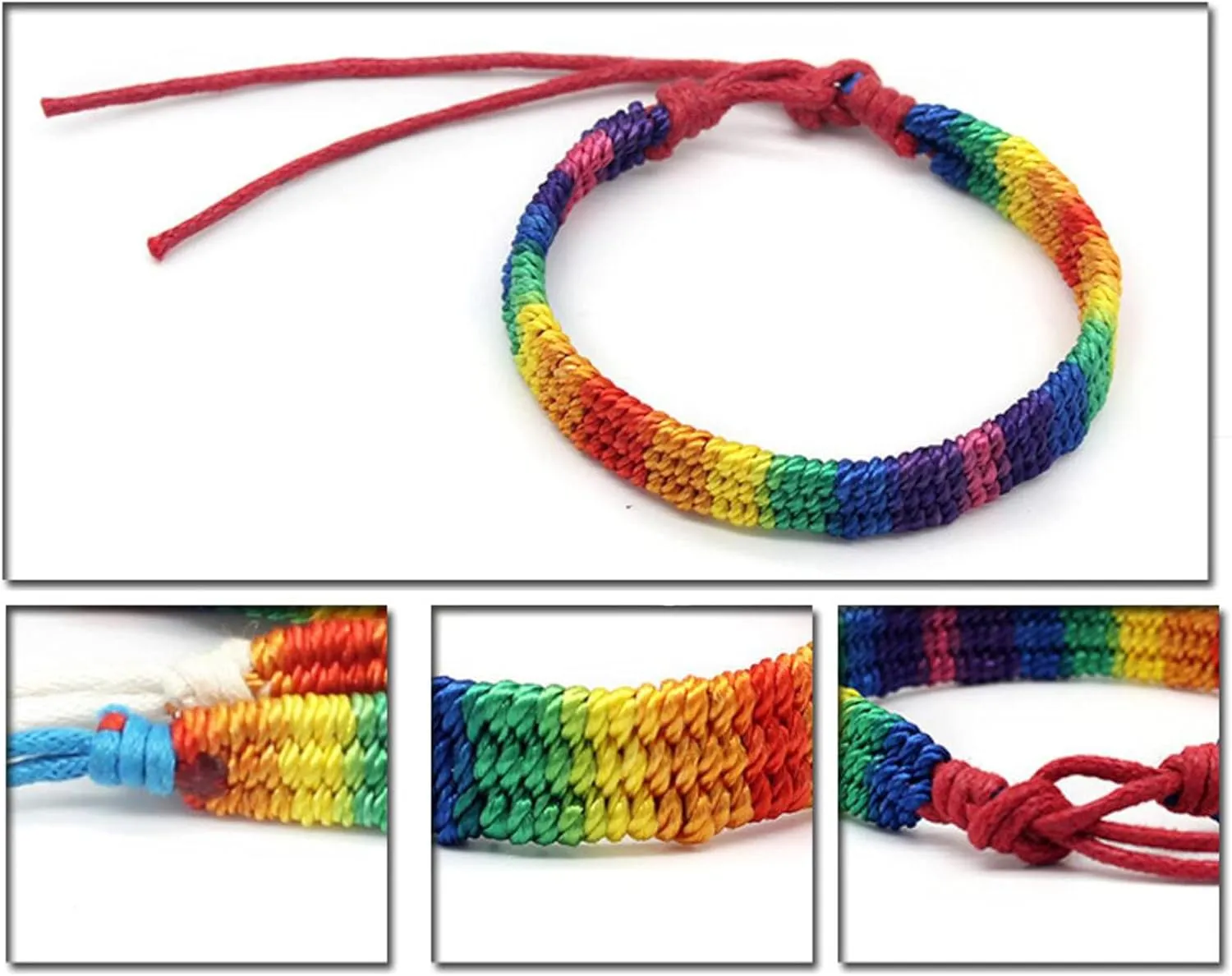 Nanafast Rainbow LGBT Pride Bracelet Handmade Braided Friendship String Bracelet for Gay & Lesbian LGBTQ Wristband Adjustable Size