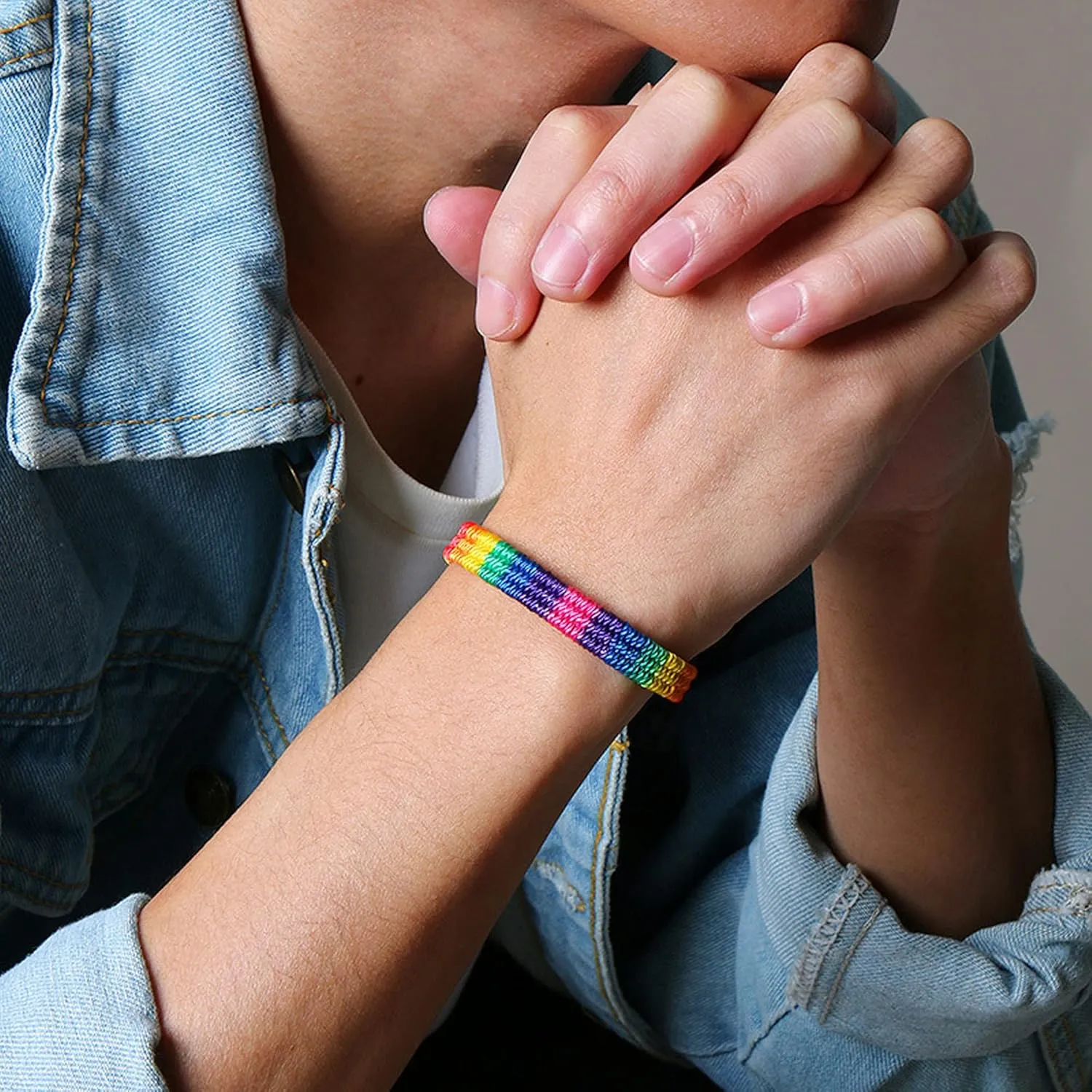 Nanafast Rainbow LGBT Pride Bracelet Handmade Braided Friendship String Bracelet for Gay & Lesbian LGBTQ Wristband Adjustable Size