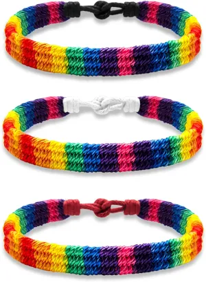Nanafast Rainbow LGBT Pride Bracelet Handmade Braided Friendship String Bracelet for Gay & Lesbian LGBTQ Wristband Adjustable Size