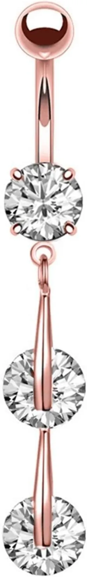 Navel Rings for Women, Belly Button Rings Dangle Stainless Steel Belly Button Rings Long Cubic Zirconia Belly Button Jewelry