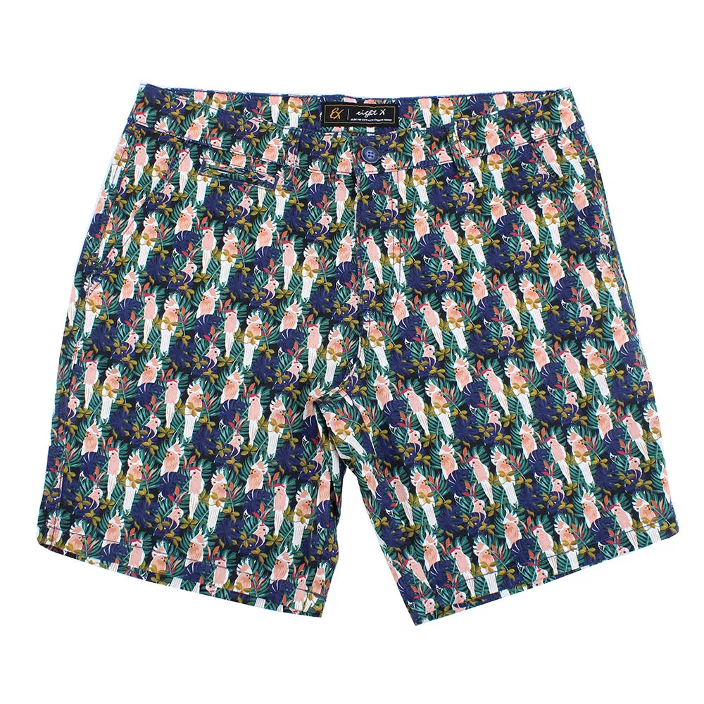 Navy Tropical Print Shorts