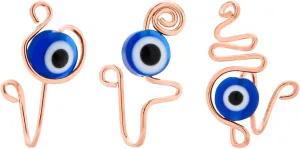 NEWITIN 3 Pieces African Nose Cuff Non Piercing Nose Hoop Rings Evil Eye Clip on Nose Rings Adjustable Fake Nose Rings for Women and Men Rose