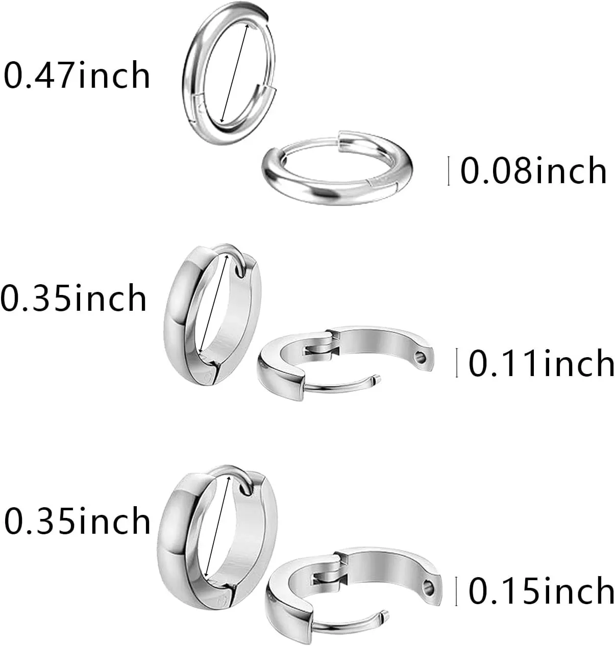 NEWITIN 9 Pairs Stainless Steel Hoop Earrings for Men Hypoallergenic Earring Huggie Cartilage Earring Set Gold Silver Black Small Hoop Earrings for Women Men
