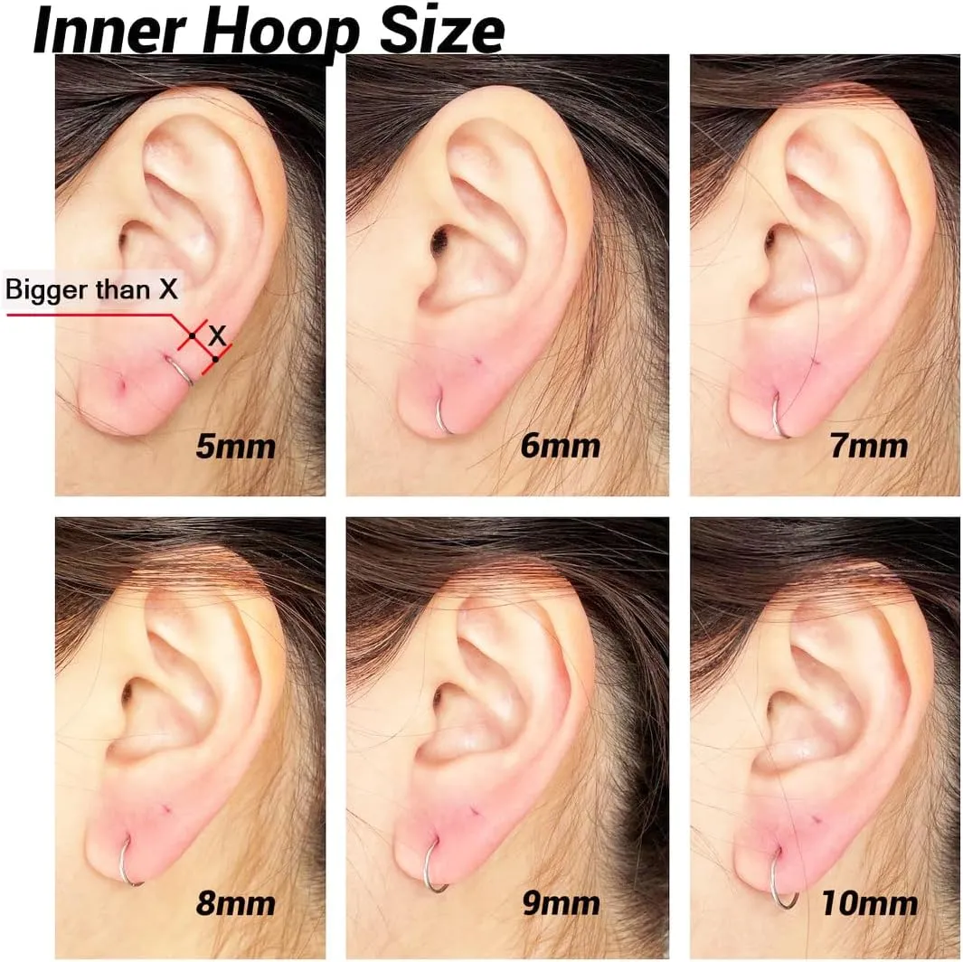 Nose Ring Septum Hoop 20G/18G/16G/14G/12G 316L Surgical Stainless Steel Hinged Seamless Earrings, Diameter 5MM-16MM, Gold/Silver/Black/Rose Gold/Rainbow Color