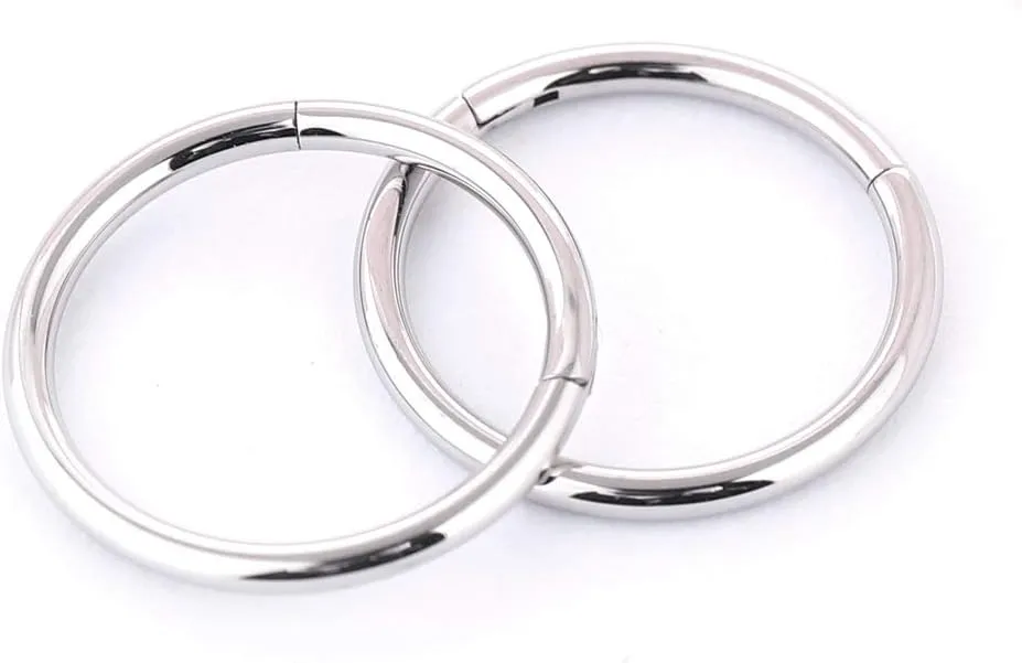 Nose Ring Septum Hoop 20G/18G/16G/14G/12G 316L Surgical Stainless Steel Hinged Seamless Earrings, Diameter 5MM-16MM, Gold/Silver/Black/Rose Gold/Rainbow Color