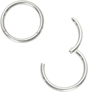 Nose Ring Septum Hoop 20G/18G/16G/14G/12G 316L Surgical Stainless Steel Hinged Seamless Earrings, Diameter 5MM-16MM, Gold/Silver/Black/Rose Gold/Rainbow Color