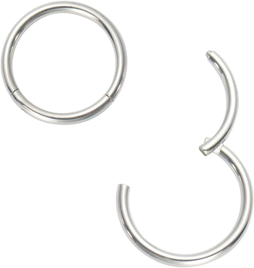 Nose Ring Septum Hoop 20G/18G/16G/14G/12G 316L Surgical Stainless Steel Hinged Seamless Earrings, Diameter 5MM-16MM, Gold/Silver/Black/Rose Gold/Rainbow Color