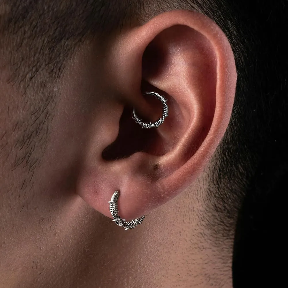 Nose rings hoops,1 Pack 16G/8mm Surgical Stainless Steel Septum Ring Hoop Jewelry Clicker Cartilage Earring Hinged Segment Daith Piercing