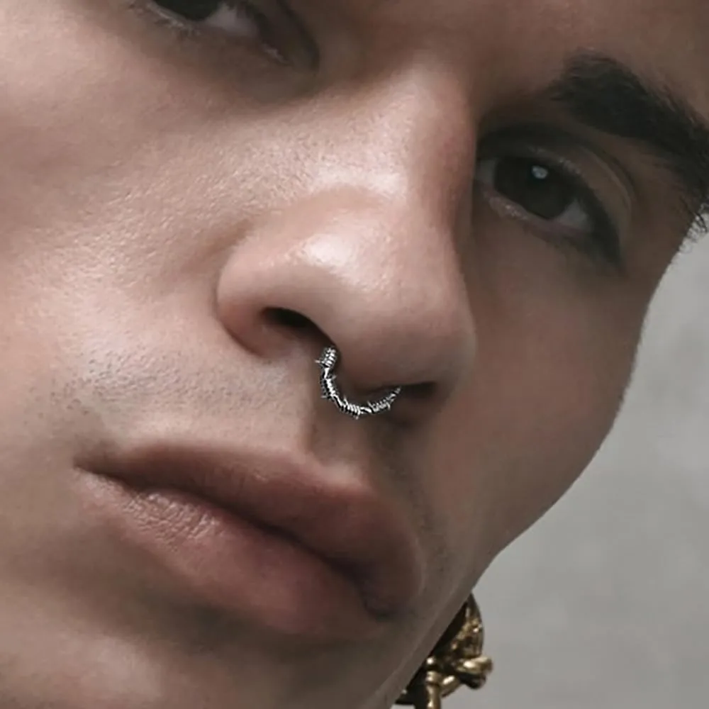 Nose rings hoops,1 Pack 16G/8mm Surgical Stainless Steel Septum Ring Hoop Jewelry Clicker Cartilage Earring Hinged Segment Daith Piercing