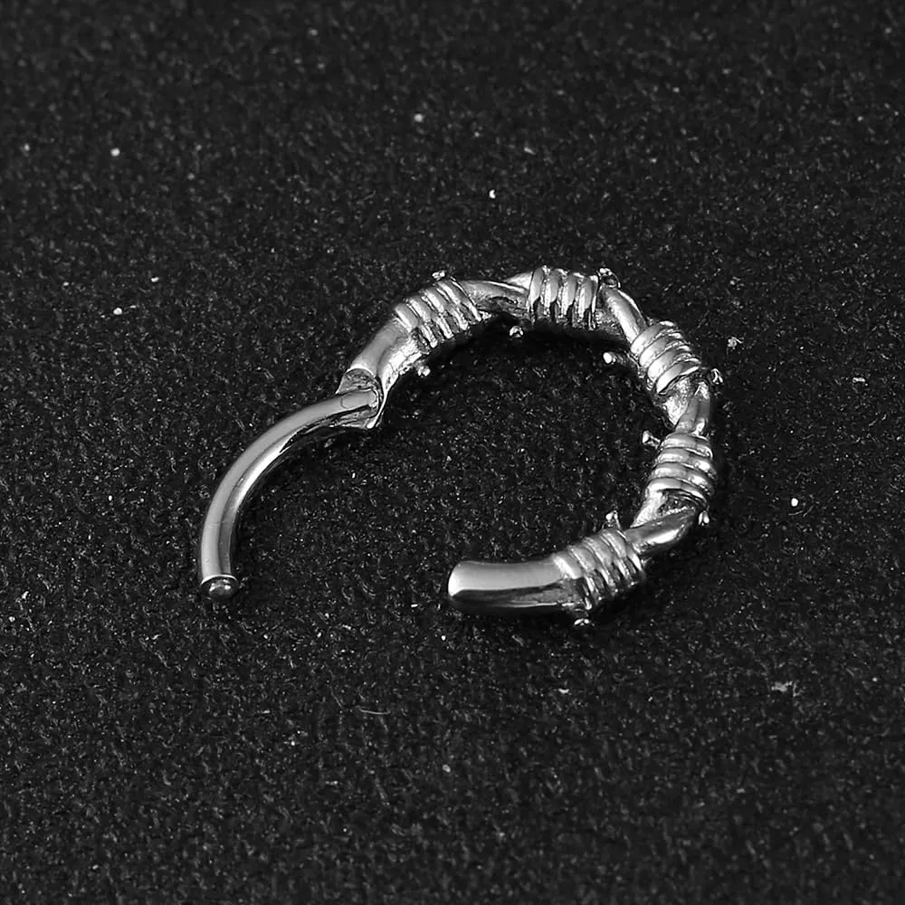 Nose rings hoops,1 Pack 16G/8mm Surgical Stainless Steel Septum Ring Hoop Jewelry Clicker Cartilage Earring Hinged Segment Daith Piercing