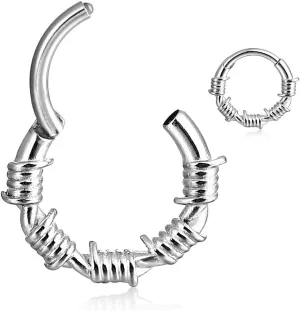 Nose rings hoops,1 Pack 16G/8mm Surgical Stainless Steel Septum Ring Hoop Jewelry Clicker Cartilage Earring Hinged Segment Daith Piercing