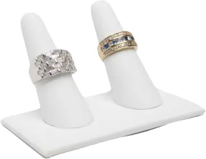 Novel Box White Leatherette Jewelry Ring Finger Display Stand 3.62x2.12x2.25 Inches with Square Base - Ring Holder Organizer Stand for Selling or Personal Use - Display Stands for Rings