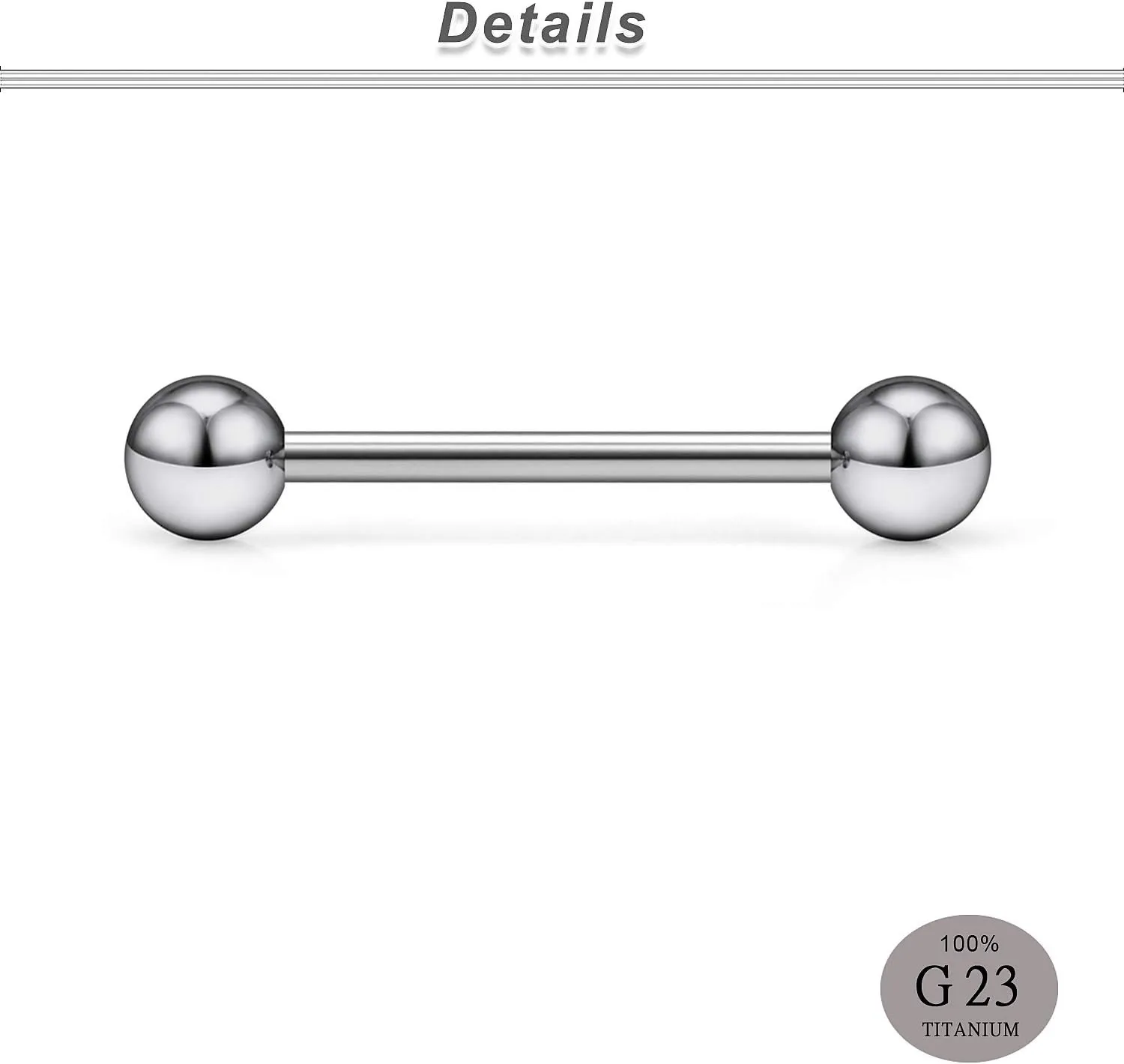 Ocptiy 16G 14G 12G Titanium Tongue Rings Nipple Piercing Jewelry Externally/Internally Threaded G23 Hypaollergenic Nipple Tongue Barbells Piercing Jewelry for Women Men 12mm 14mm 16mm 19mm Bars