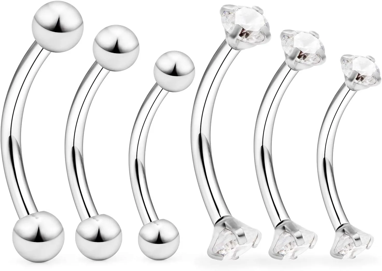 Ocptiy 16G Rook Piercing Jewelry Eyebrow Rings Hypoallergenic Surgical Steel Vertical Lip Labret Belly Snake Eye Tongue Ring Daith Earring Piercing Jewelry for Men Women Curved Barbells 6mm 8mm 10mm