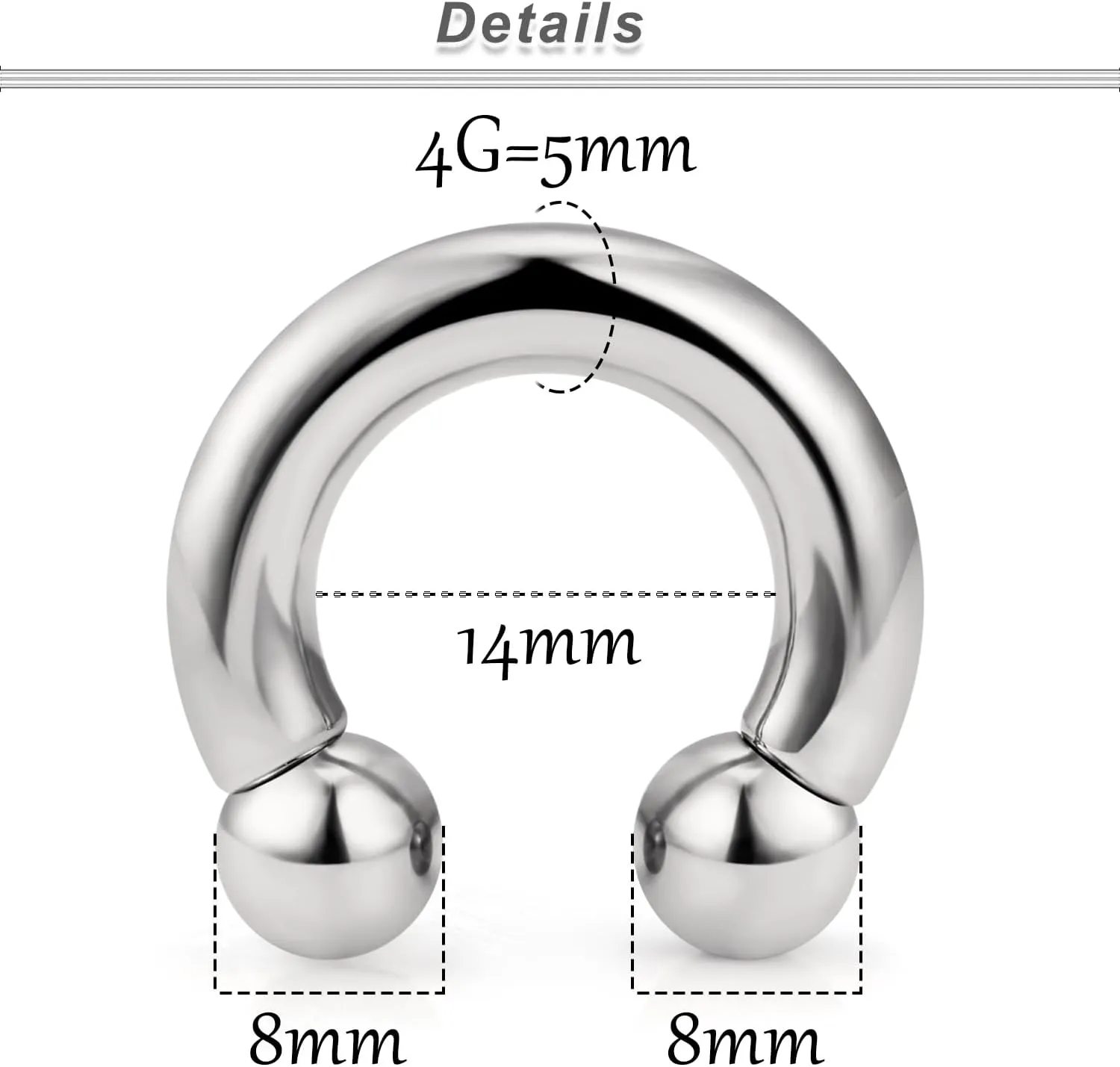 Ocptiy 2G 4G 6G 8G Titaniumm Septum Rings Medical Implant Grade Gauges Tunnels Earring Stretching kit Hypoallergenic Septum Nose Ring Ear Hoop Earring Piercing Jewelry Women Men 12mm 14mm 16mm