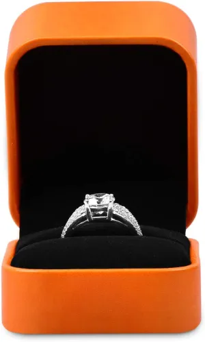 Oirlv Orange Leather Ring Box Premium Velvet Interior Ring Gift Case for Proposal,Engagement,Wedding