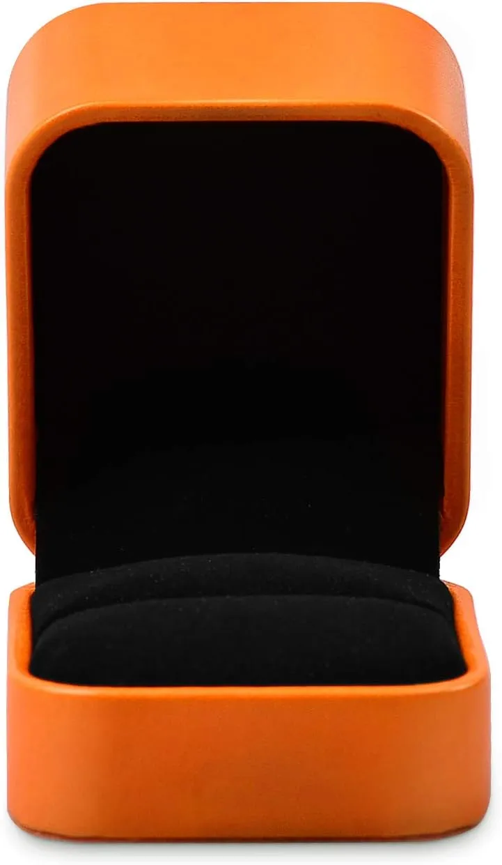 Oirlv Orange Leather Ring Box Premium Velvet Interior Ring Gift Case for Proposal,Engagement,Wedding