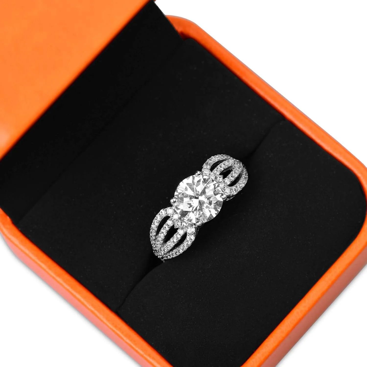 Oirlv Orange Leather Ring Box Premium Velvet Interior Ring Gift Case for Proposal,Engagement,Wedding