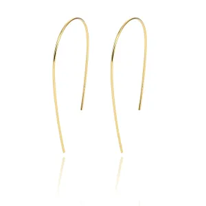 Open Hoop Earrings 925 Sterling Silver Earrings,U Shape Threader Earring Hypoallergenic Gifts for Women Girls (gold)