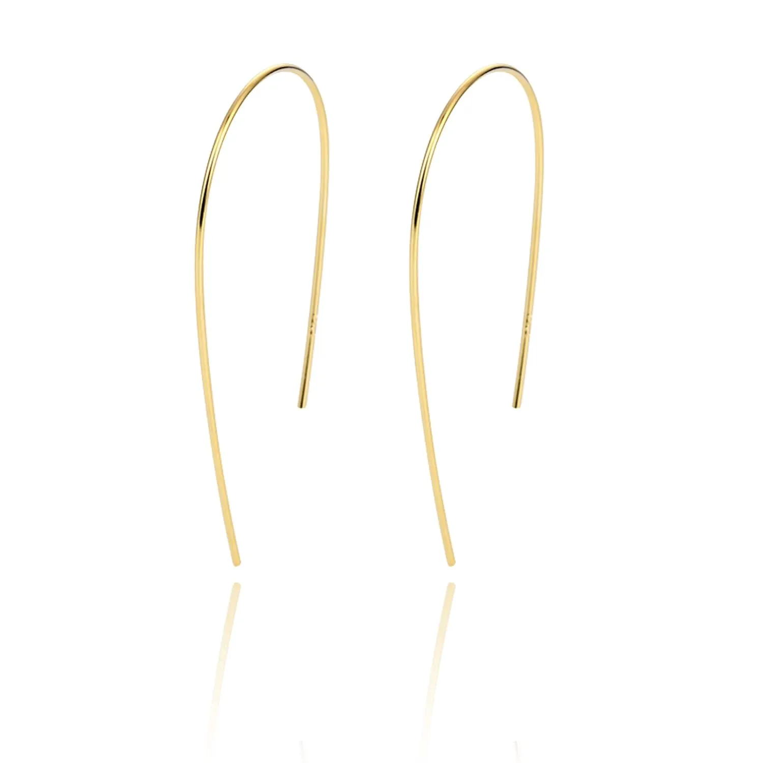 Open Hoop Earrings 925 Sterling Silver Earrings,U Shape Threader Earring Hypoallergenic Gifts for Women Girls (gold)