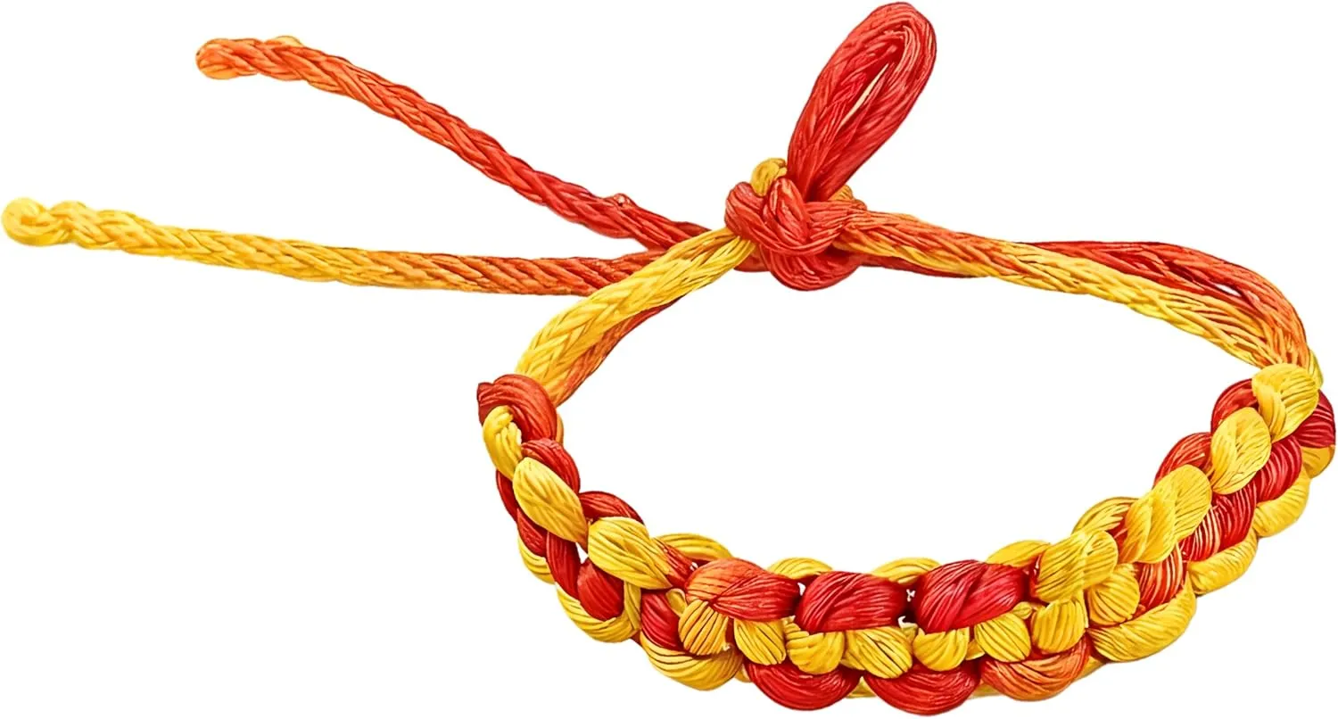 Orange & yellow Bracelets for Women Men Handmade Braided Good Luck Bracelet Rope Cord Thread Friendship Bracelet Adjustable String Minimalist Jewelry, Small