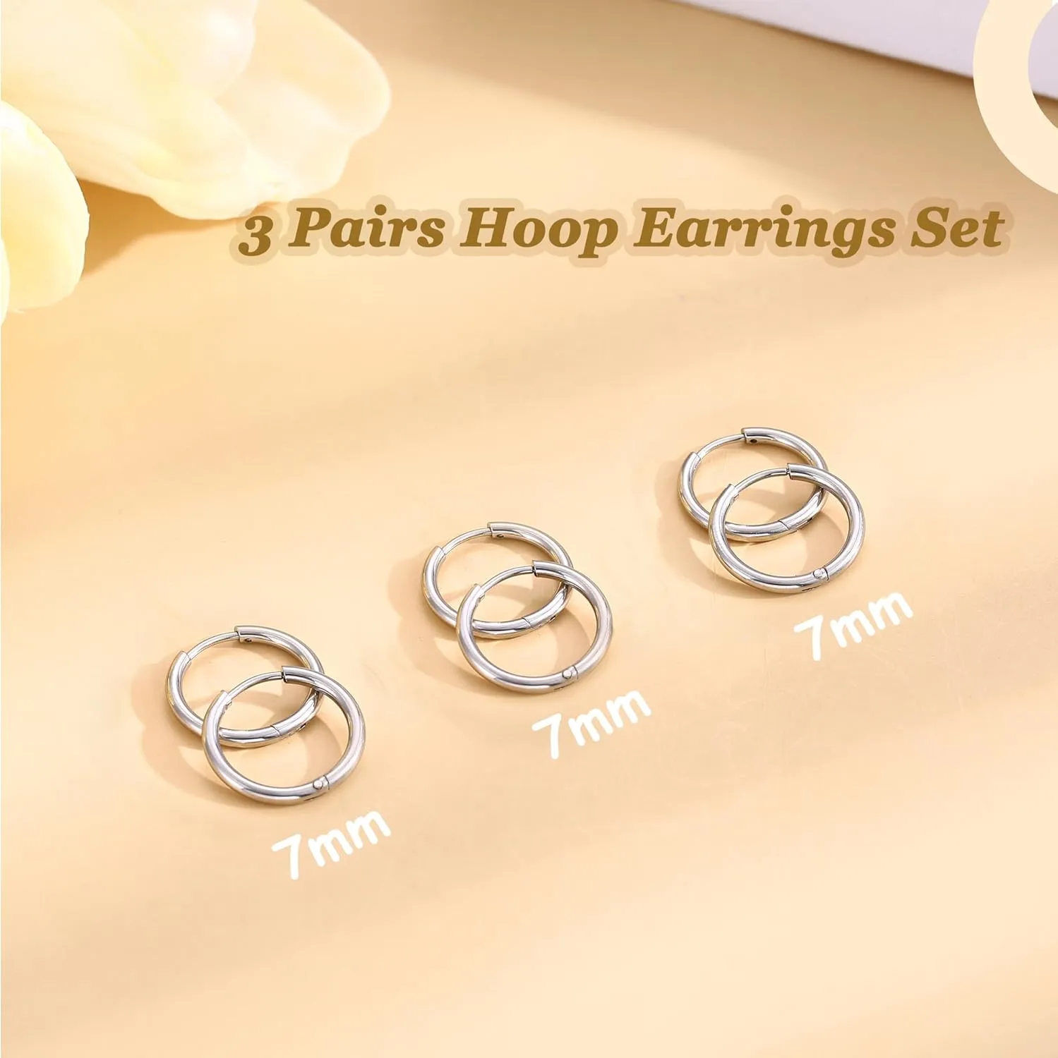 ORAZIO Small Hoop Earrings for Women - 316L Stainless Steel Small Hoops Earrings Set 14K Real Gold Plated Huggie Earring Sets Lightweight Cartilage Piercings Jewelry 18 Gauge Huggie for Sensitive Ears Men Women Gold Silver Black 6-12MM