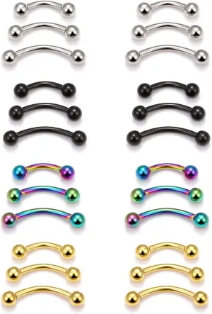 Oufksiyy Eyebrow Piercing Jewelry 16G 14G Surgical Steel Snake Eyes Tongue Piercing,Lip Rings,Rook Piercing Jewelry,Eyebrow Rings,Snake Eyes Tongue Rings,Lip Piercing Jewelry,Rook Earrings Gift