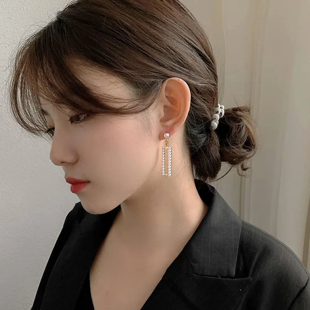 Pearl Clip on Earrings for Women Drop Clip Earrings for Women Gold Plated White Imitation Pearl Earrings Fashion