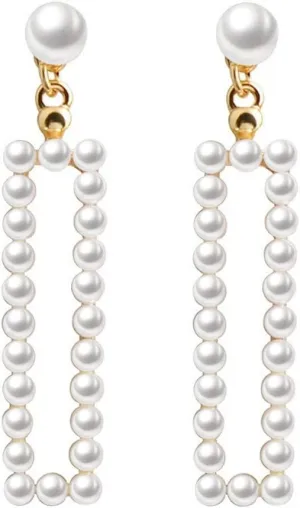 Pearl Clip on Earrings for Women Drop Clip Earrings for Women Gold Plated White Imitation Pearl Earrings Fashion