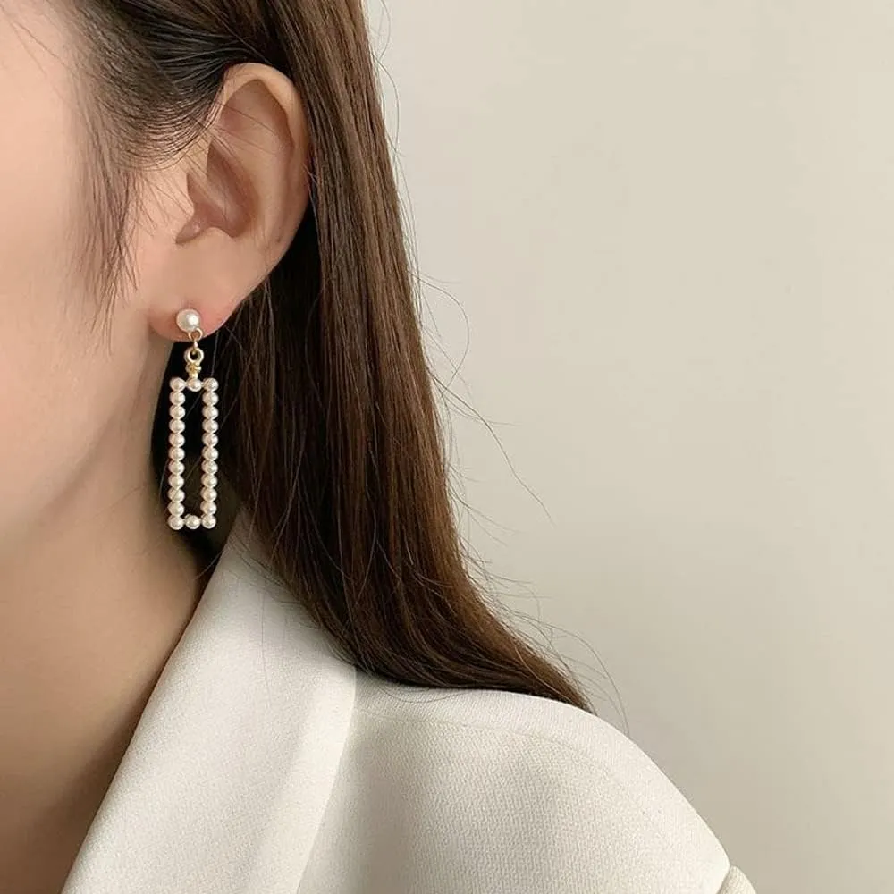 Pearl Clip on Earrings for Women Drop Clip Earrings for Women Gold Plated White Imitation Pearl Earrings Fashion