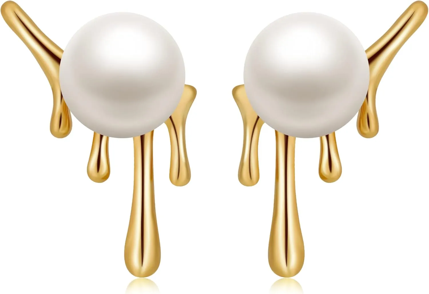 Pearl Earrings for Women 18K Gold Plated 925 Sterling Silver Ear Studs Handpicked Freshwater Pearl Stud Earrings