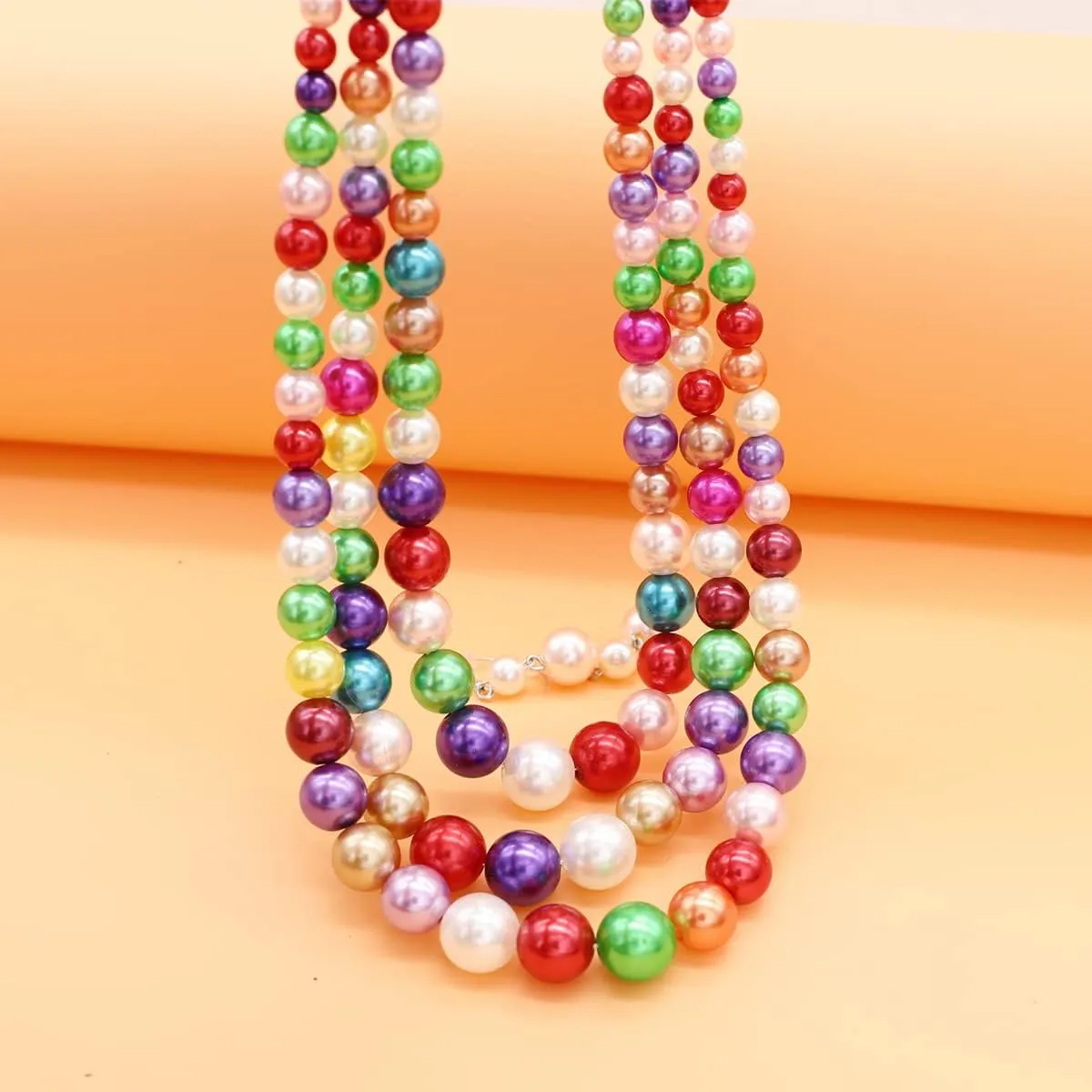 Pearl Necklace for Women 3 strand Pearl Necklaces Faux Pearl Necklace Earrings Set 1920s Flapper Gatsby Costume Accessories