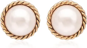 Pearl Stud Earrings, Gold Pearl Earrings Studs, Faux Pearl Earrings for Women Gold Plated, Gold Stud Earrings