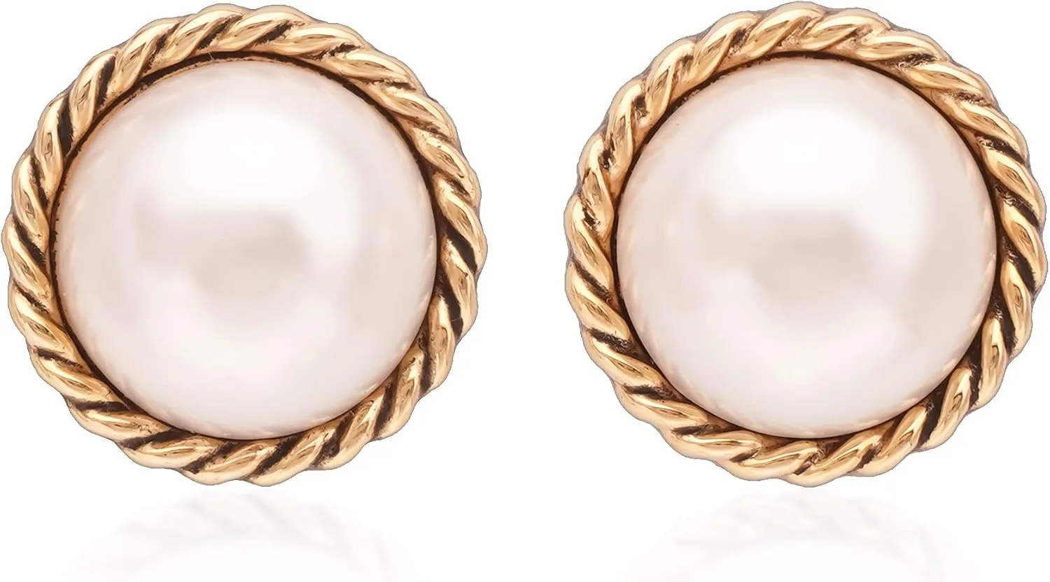 Pearl Stud Earrings, Gold Pearl Earrings Studs, Faux Pearl Earrings for Women Gold Plated, Gold Stud Earrings