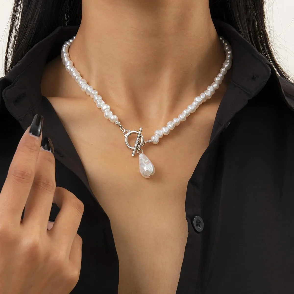 Pearl Y Lariat Necklace for Women - Long Bead Necklaces, Adjustable Drop Necklace, Trendy Fashion Jewelry