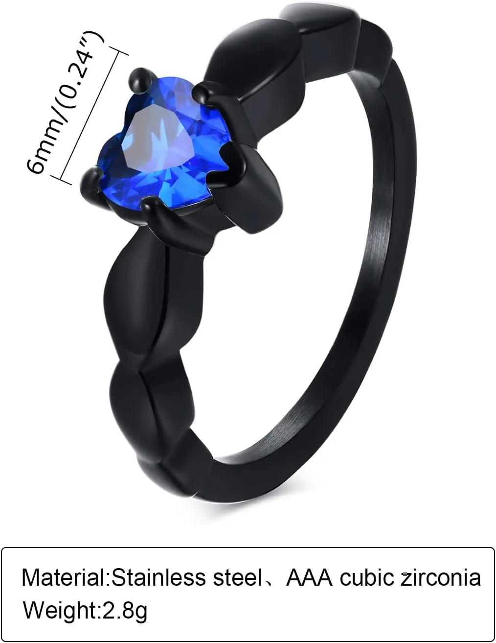 Personalized Black and Blue Wedding Rings Set for Him and Her Matching Promise Rings for Couples Engraved Name Rings for Couples Womens Blue Sapphire & Cubic Zirconia Ring