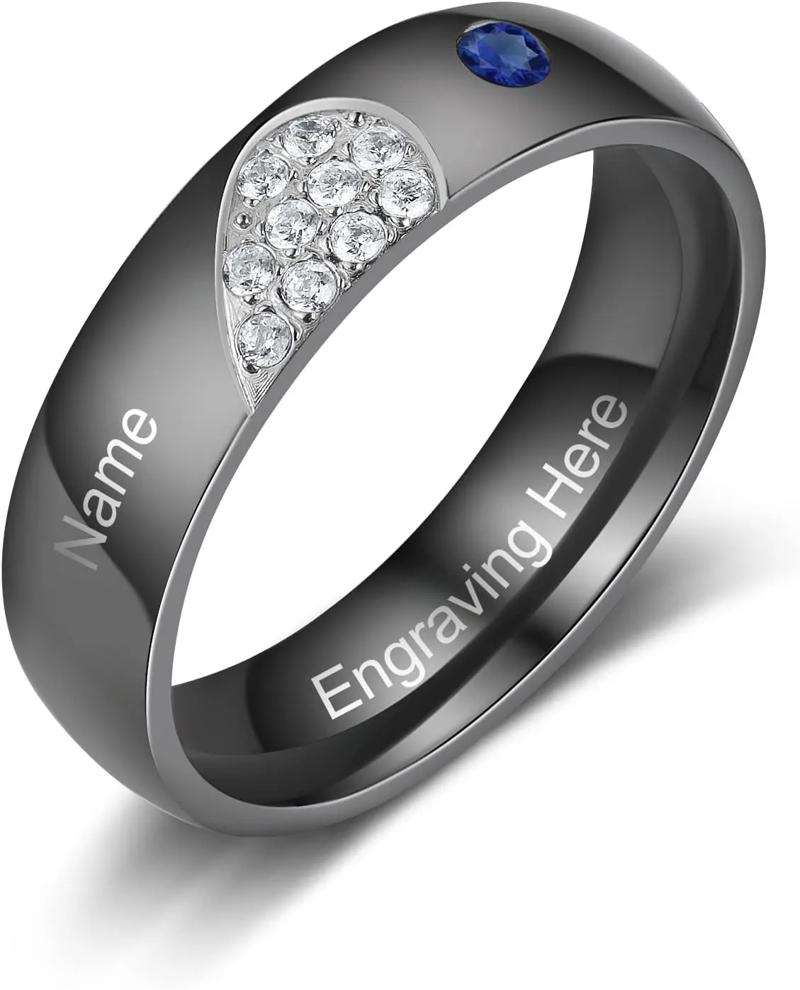 Personalized Couples Rings Set for Him and Her Promise Rings for Couples Free Engraving Custom Name Stainless Steel Engagement Rings for Couples Valentines Day