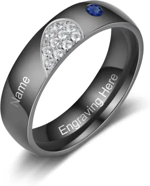 Personalized Couples Rings Set for Him and Her Promise Rings for Couples Free Engraving Custom Name Stainless Steel Engagement Rings for Couples Valentines Day