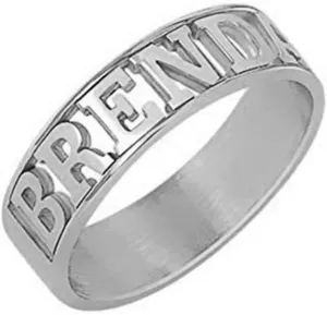 Personalized Sterling Silver 925 Name Ring Custom Cut Out Statement Rings