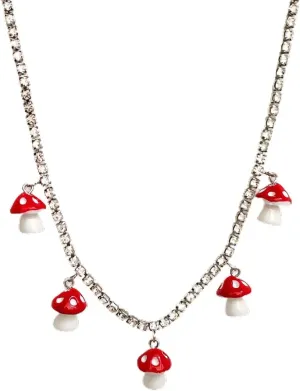 Pingyongchang Crystal Pendant Necklaces for Women Colorful Simulation Acrylic Mushroom Choker Necklace for Girls Adjustable Chain