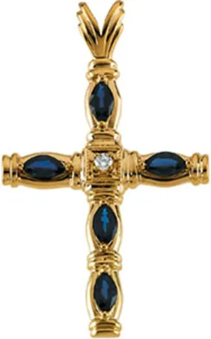 Platinum Marquise Shape Cross Pendant Fine Jewelry for Women Gifts for Her (Mounting Only, Not All Stones Included)