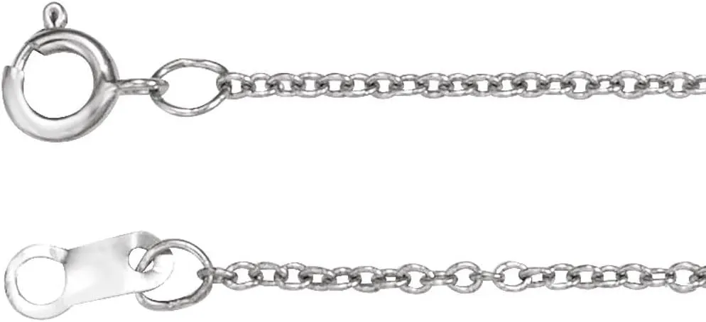 Platinum White 1mm Adjustable Solid Cable Chain Necklace Fine Jewelry for Women Gifts for Her, 16-18"
